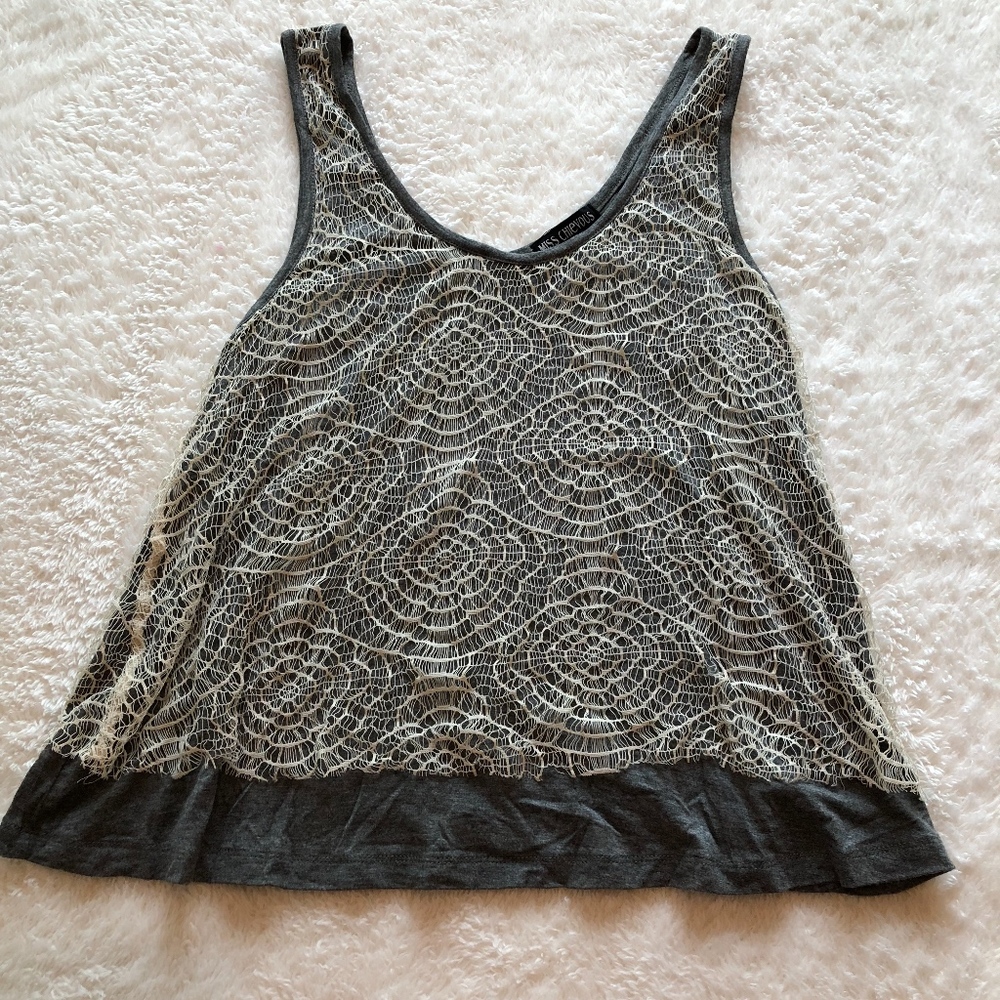 Grey and lace tank